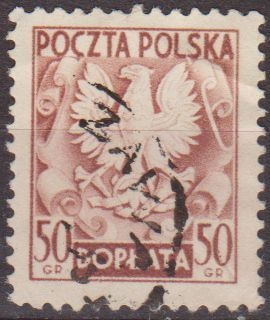 z vendido Polonia 1950 Scott J121 Sello º Aguila Polaca Pologne Polska Poland Polen 